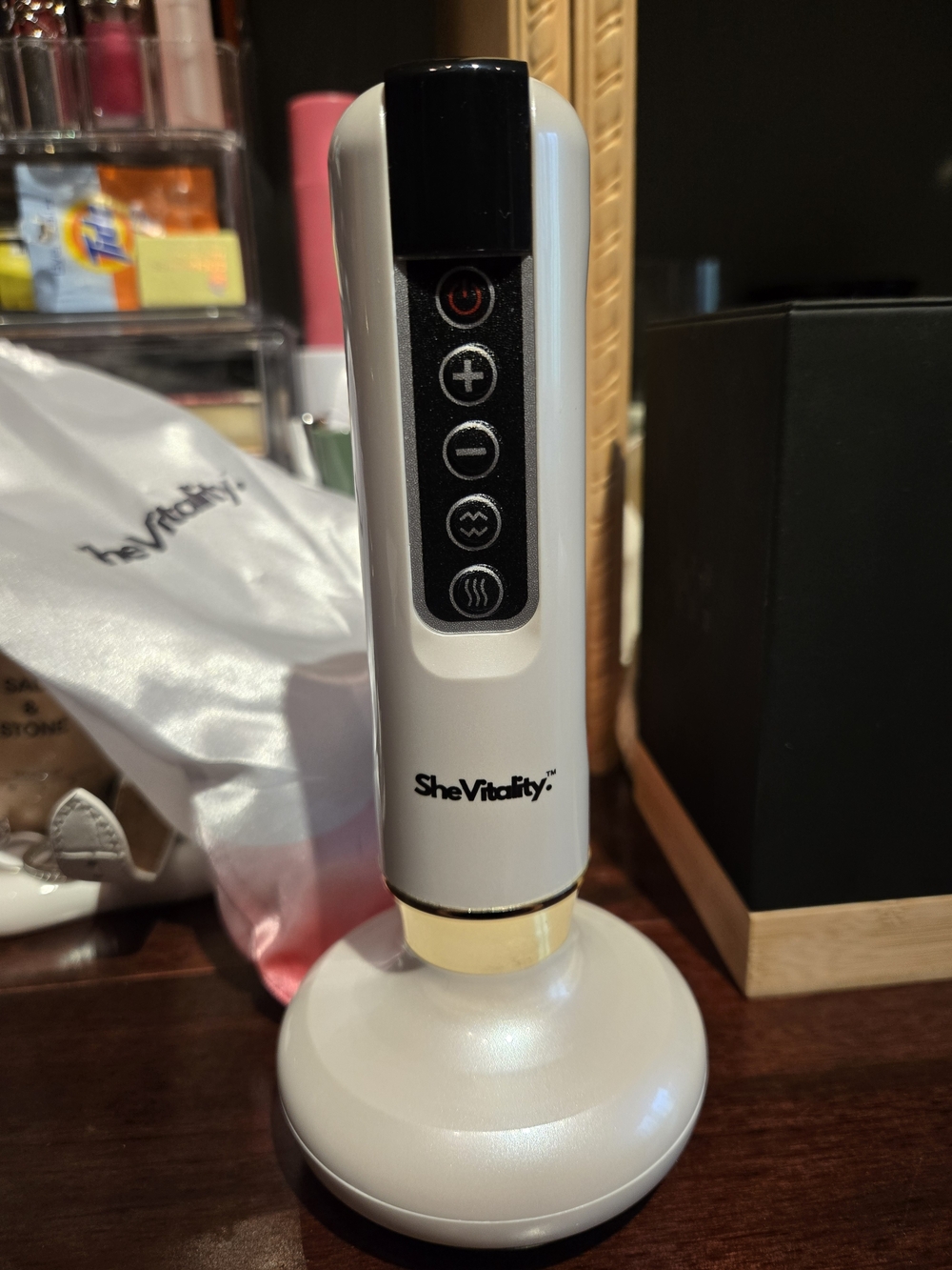 SheVitality White Cellulite Massager - White with Gold Trim